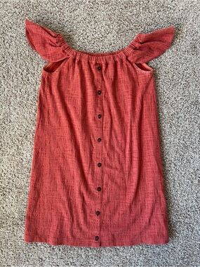 Madewell Off the Shoulder Knit Mini Dress in Rust Red